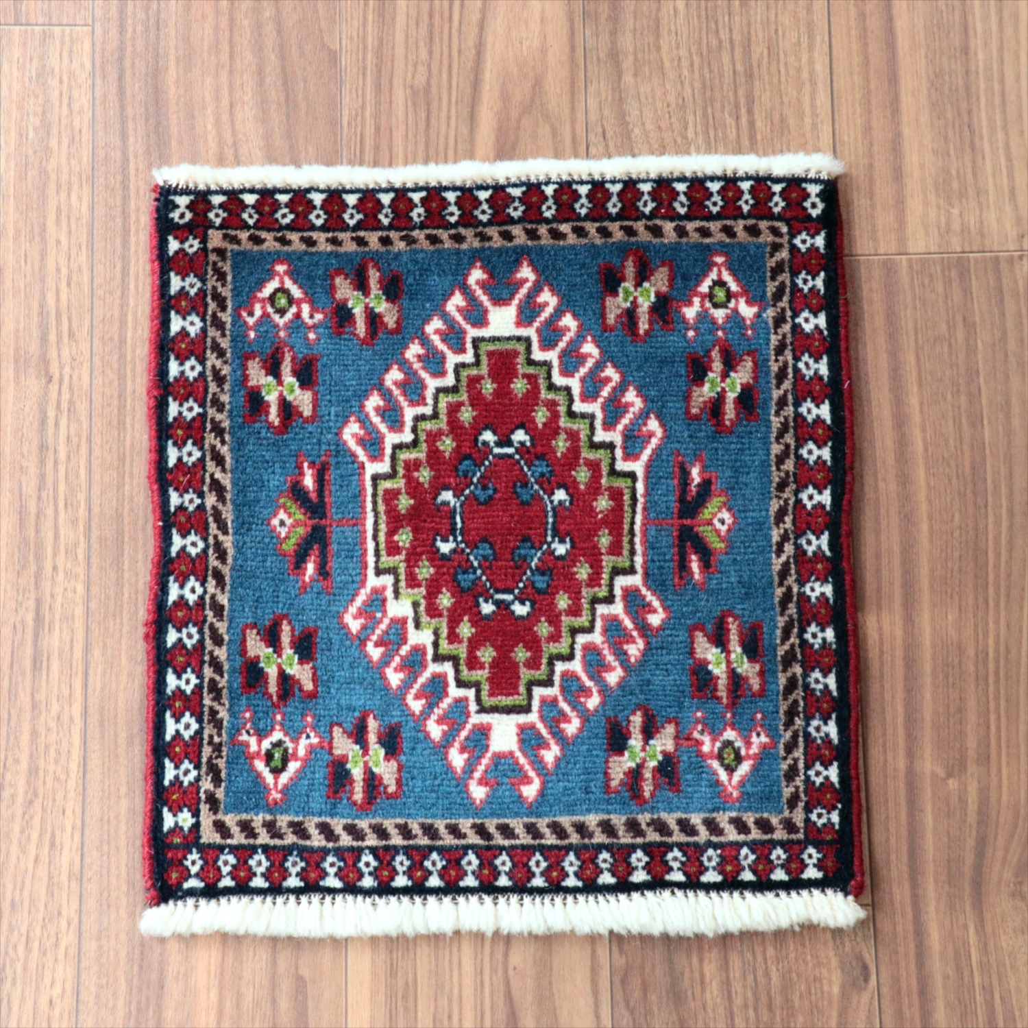 ヤラメ 手織りラグ 43×41cm 　ミニサイズ /トライバルラグ