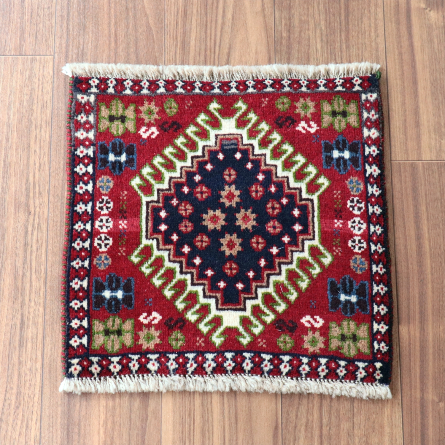 ヤラメ 手織りラグ 41×41cm 　ミニサイズ /トライバルラグ