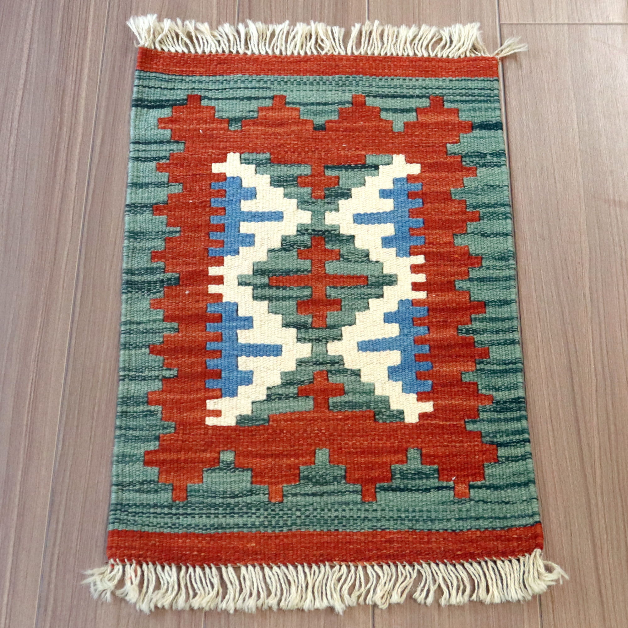 カシュカイ族の手織りキリム・シラーズ 61×41cm 発色のよいカラフルモチーフ