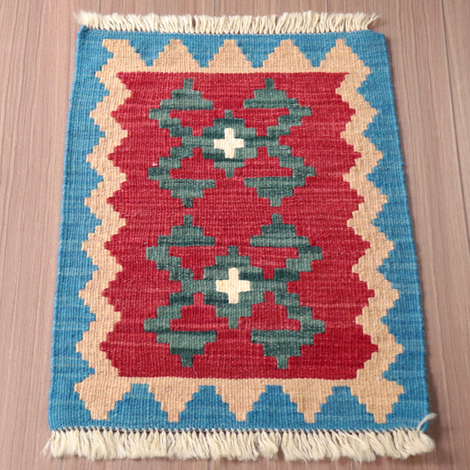 キリム カシュカイ族の手織りキリム 58×41cm カラフルモチーフ
