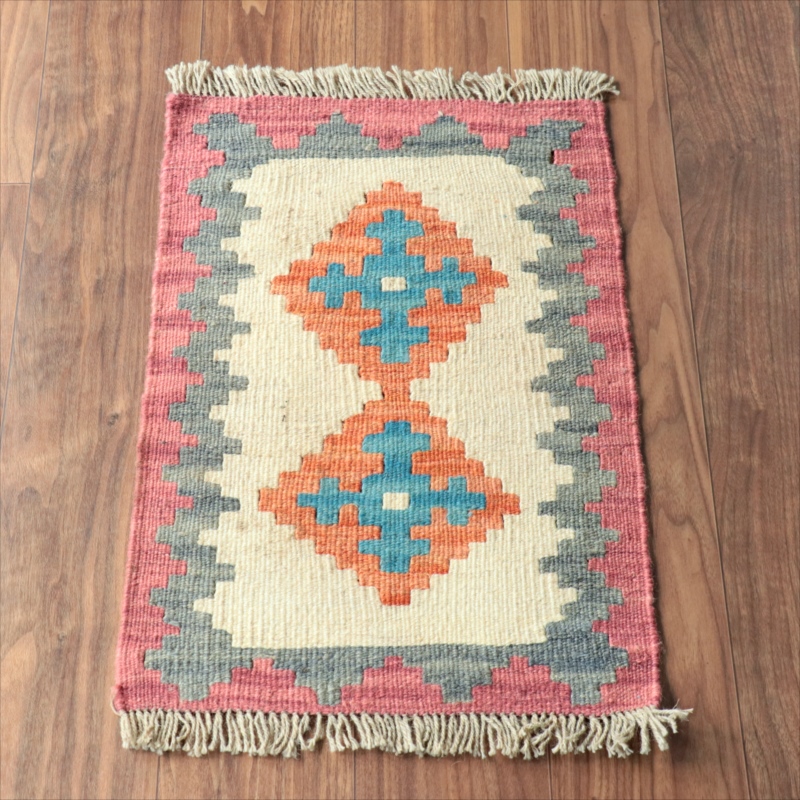 手織りキリム イラン南部シラーズ62×43cm ウール100% 一点もの