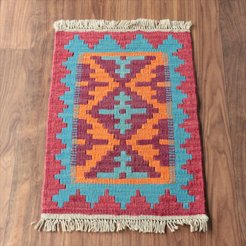 手織りキリム イラン南部シラーズ65×43cm ウール100% 一点もの