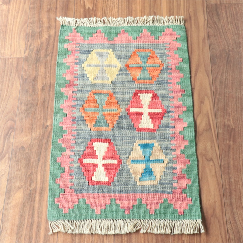 手織りキリム イラン南部シラーズ68×42cm ウール100% 一点もの