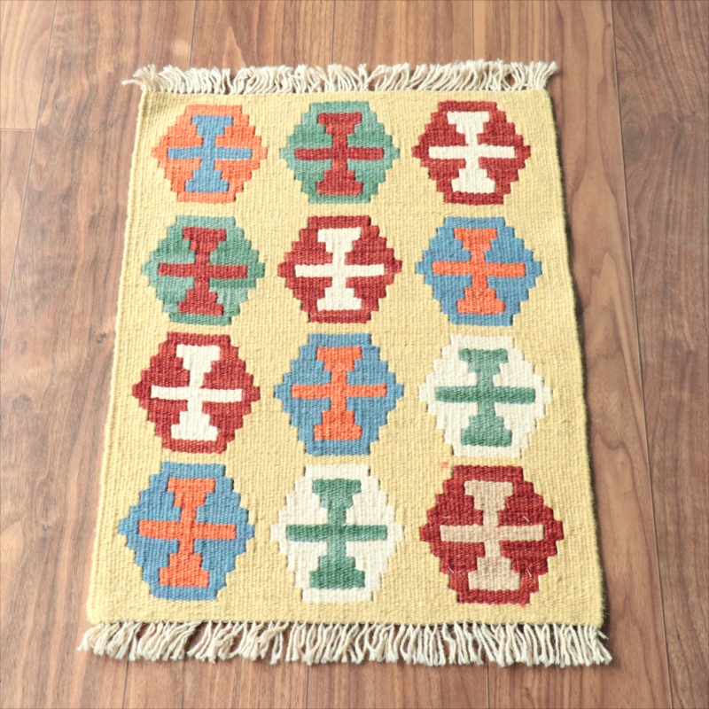 手織りキリム イラン南部シラーズ60×44cm ウール100% 一点もの