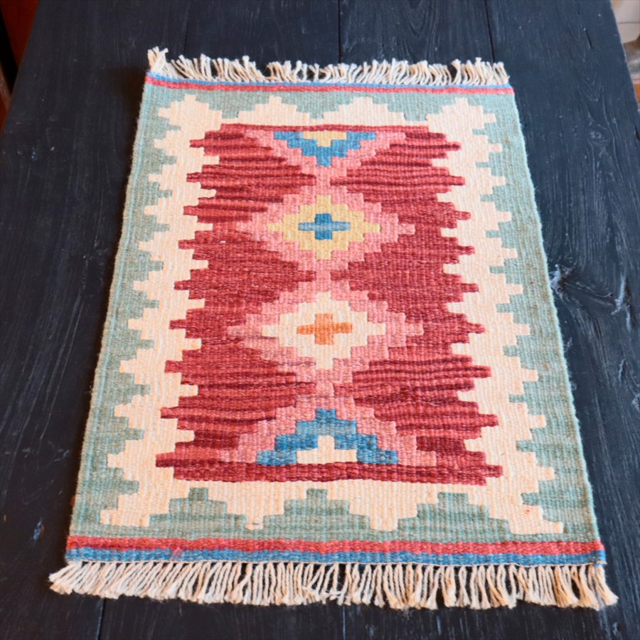 手織りキリム イラン南部シラーズ61×45cm ウール100% 一点もの