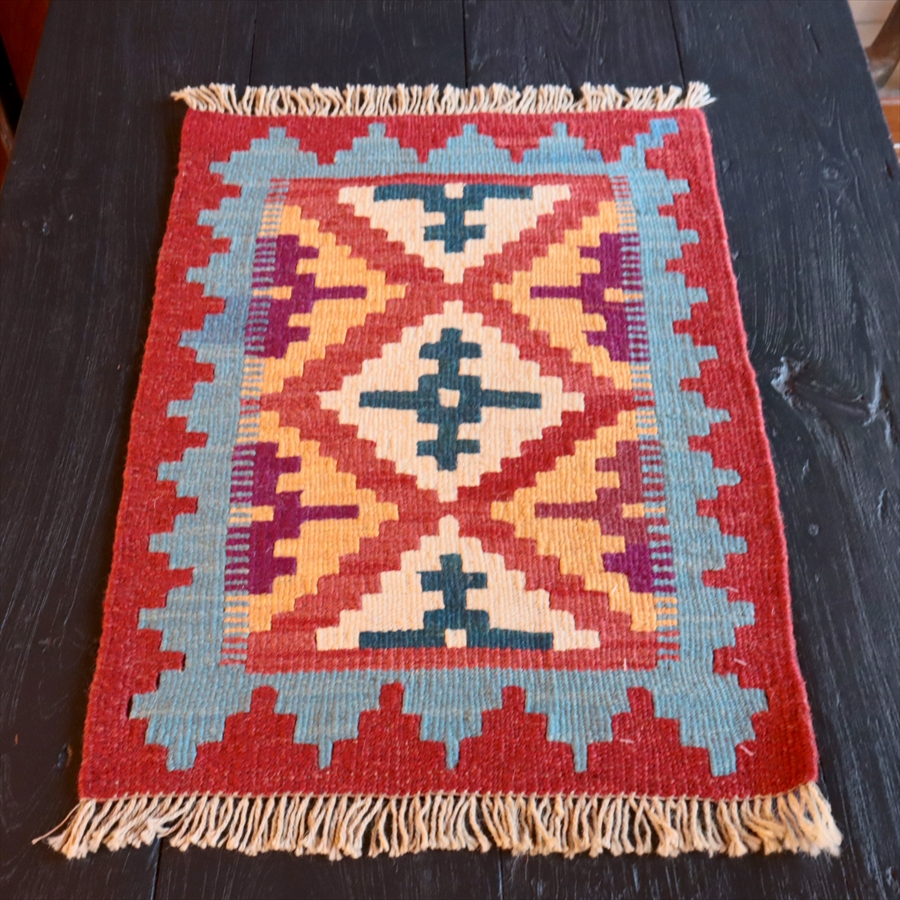 手織りキリム イラン南部シラーズ62×44cm ウール100% 一点もの