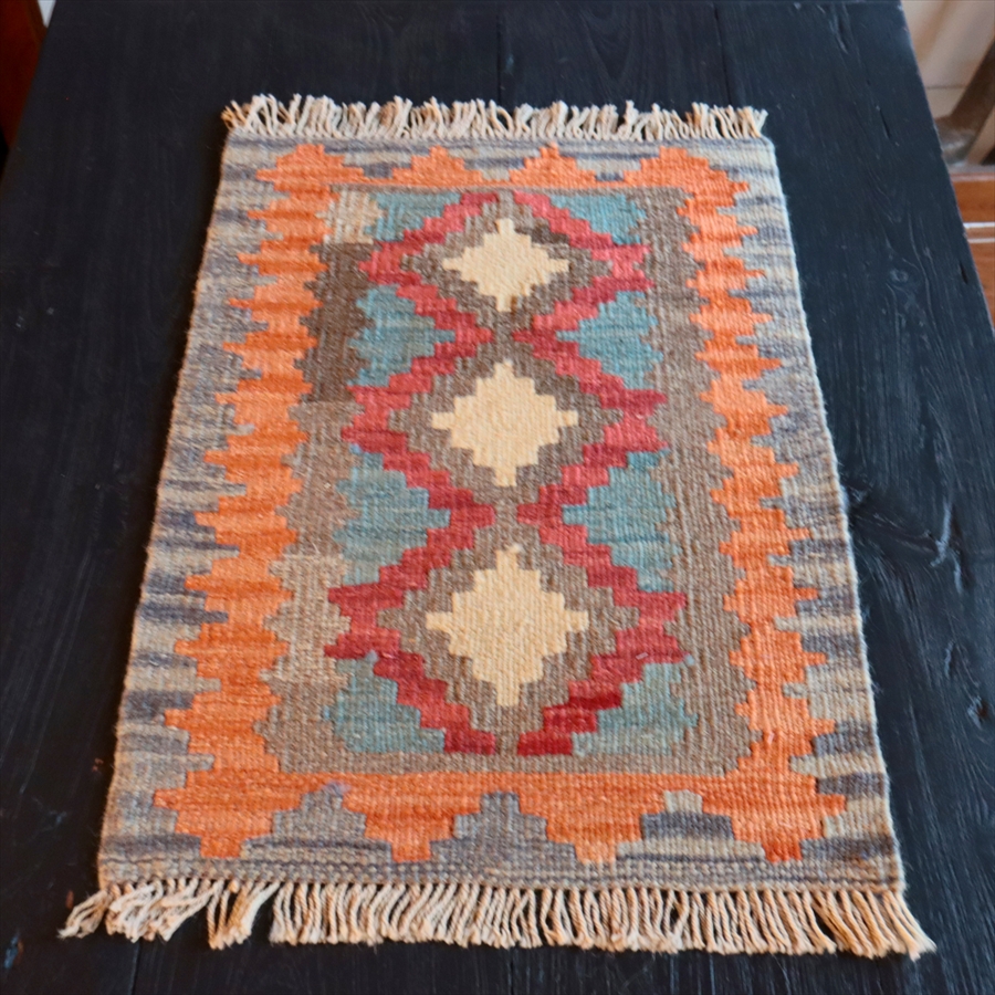手織りキリム イラン南部シラーズ63×45cm ウール100% 一点もの