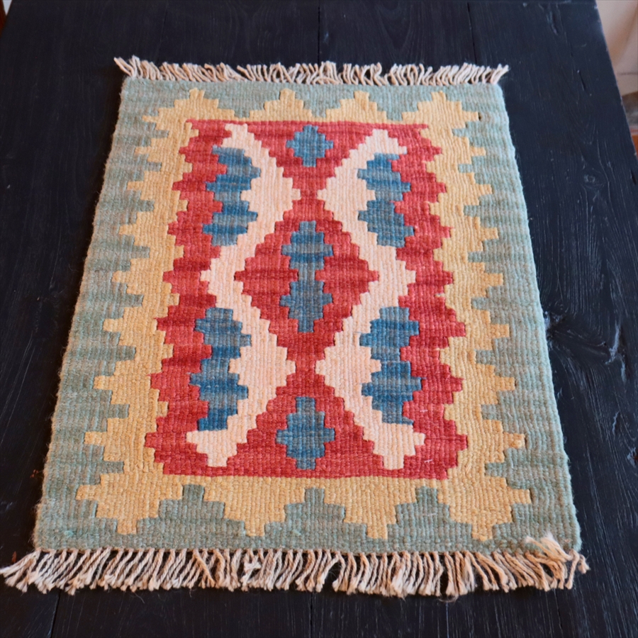 手織りキリム イラン南部シラーズ63×45cm ウール100% 一点もの