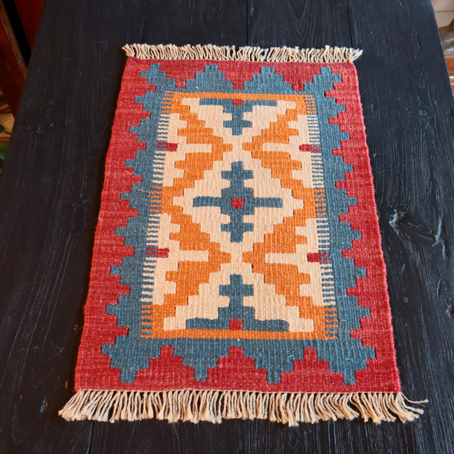 手織りキリム イラン南部シラーズ60×41cm ウール100% 一点もの