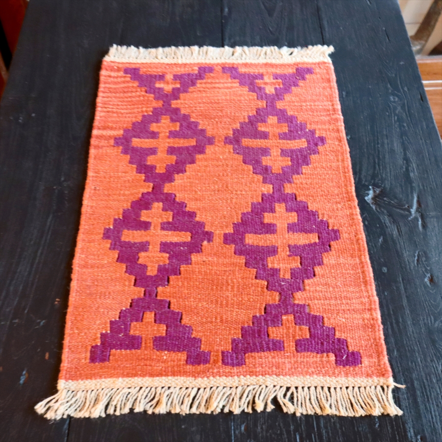 手織りキリム イラン南部シラーズ63×41cm ウール100% 一点もの