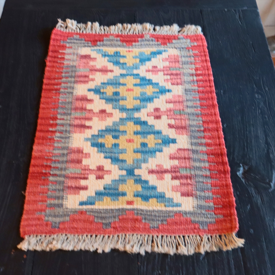 手織りキリム イラン南部シラーズ59×43cm ウール100% 一点もの