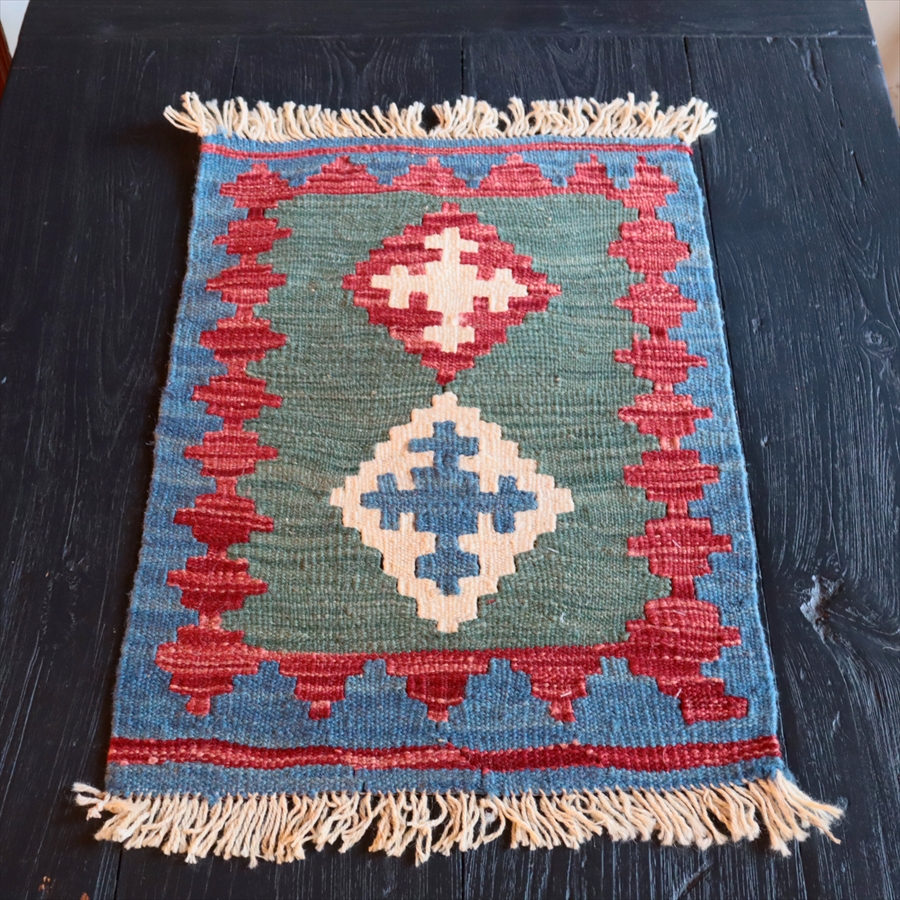 手織りキリム イラン南部シラーズ56×40cm ウール100% 一点もの