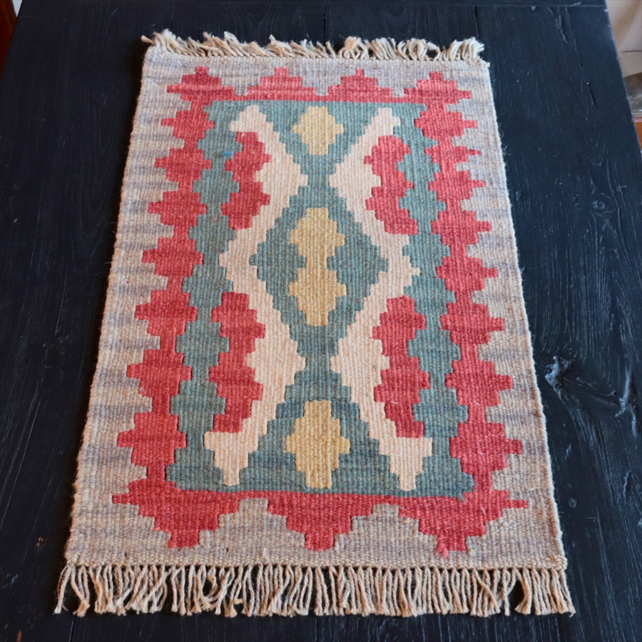 手織りキリム イラン南部シラーズ64×42cm ウール100% 一点もの