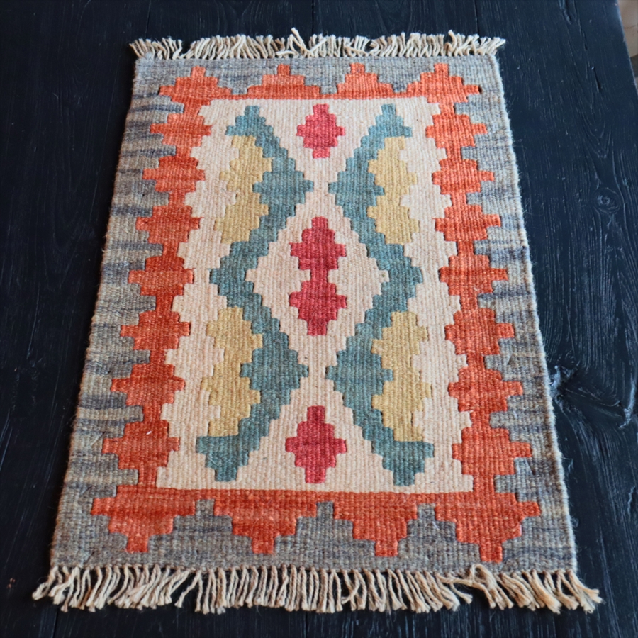 手織りキリム イラン南部シラーズ61×42cm ウール100% 一点もの