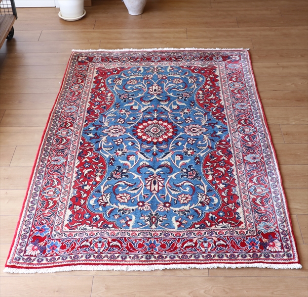 ペルシャ絨毯　部族絨毯　サルーク　156×106cm ブルー＆レッド　アラベスク