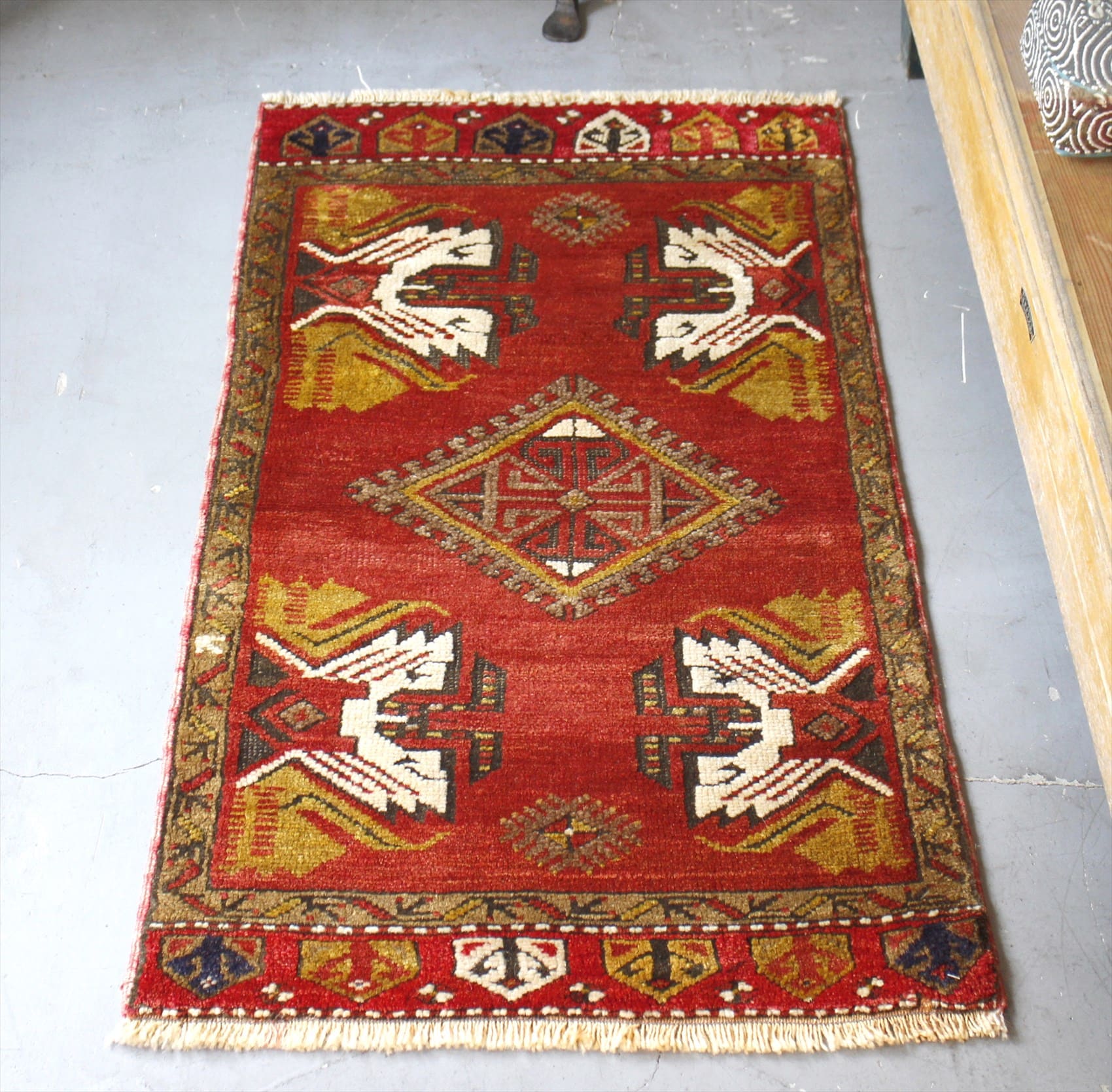 オールドカーペット　トルコ絨毯/ヤストゥク99×60cm ギュネイラグ