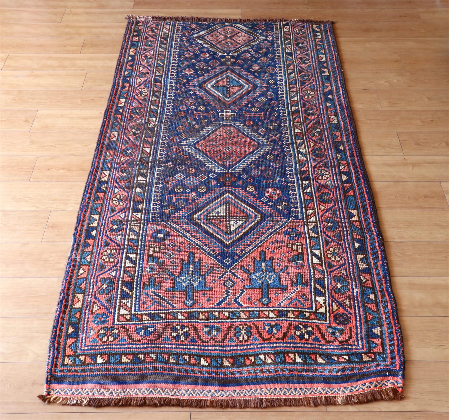 トライバルラグ・部族絨毯　エリアラグ199×102cm イラク北部・クルディッシュ　ハーフフラグメント