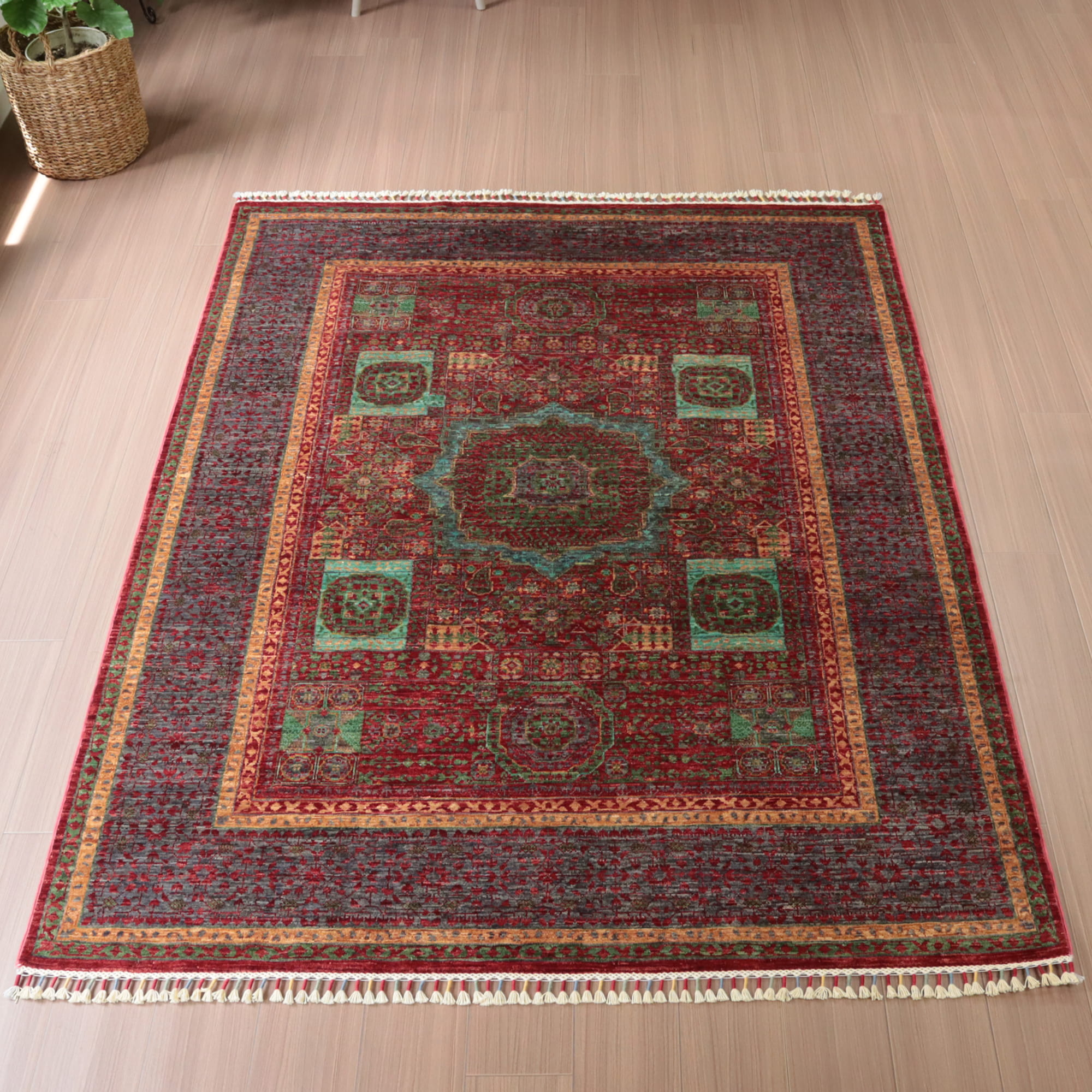 トルコ絨毯　マムルーク王朝のアンティークデザイン200×158cm セッヂャーデ