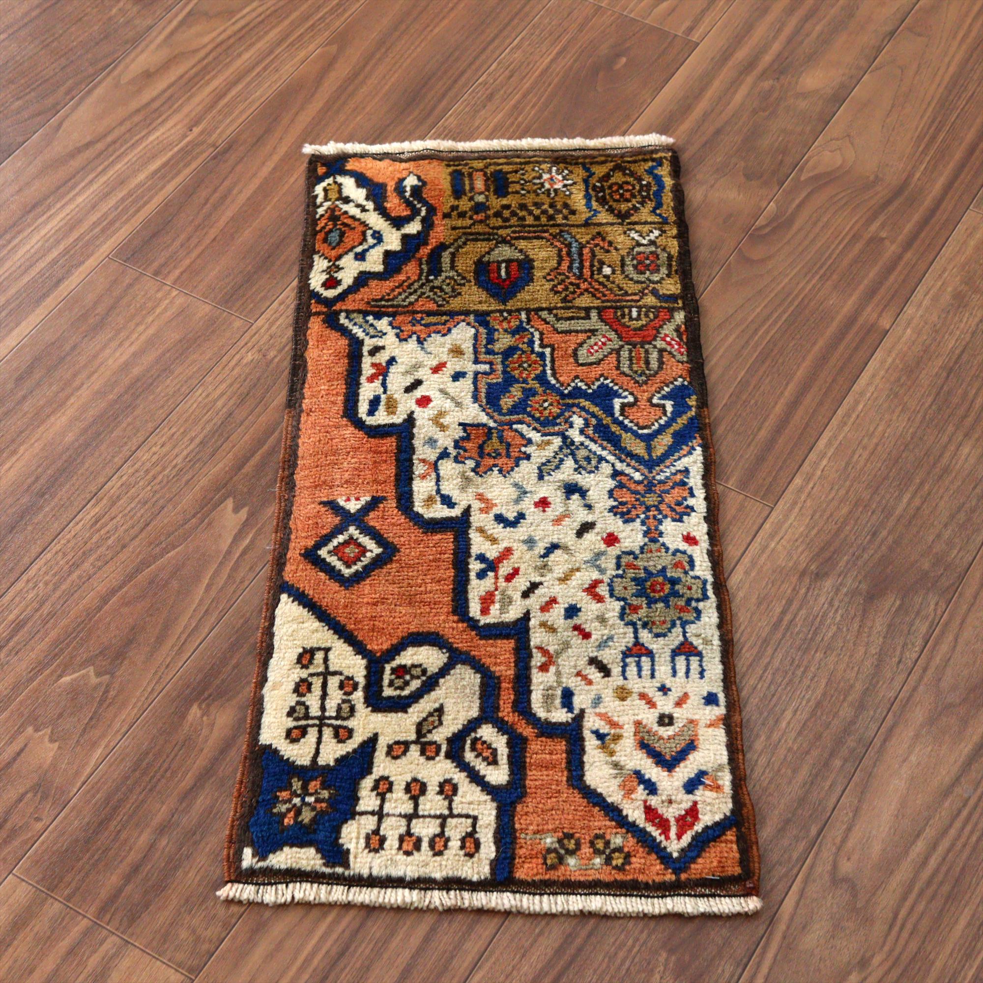 デザインサンプル 手織り絨毯73×34cm 小さなサイズ コンヤ