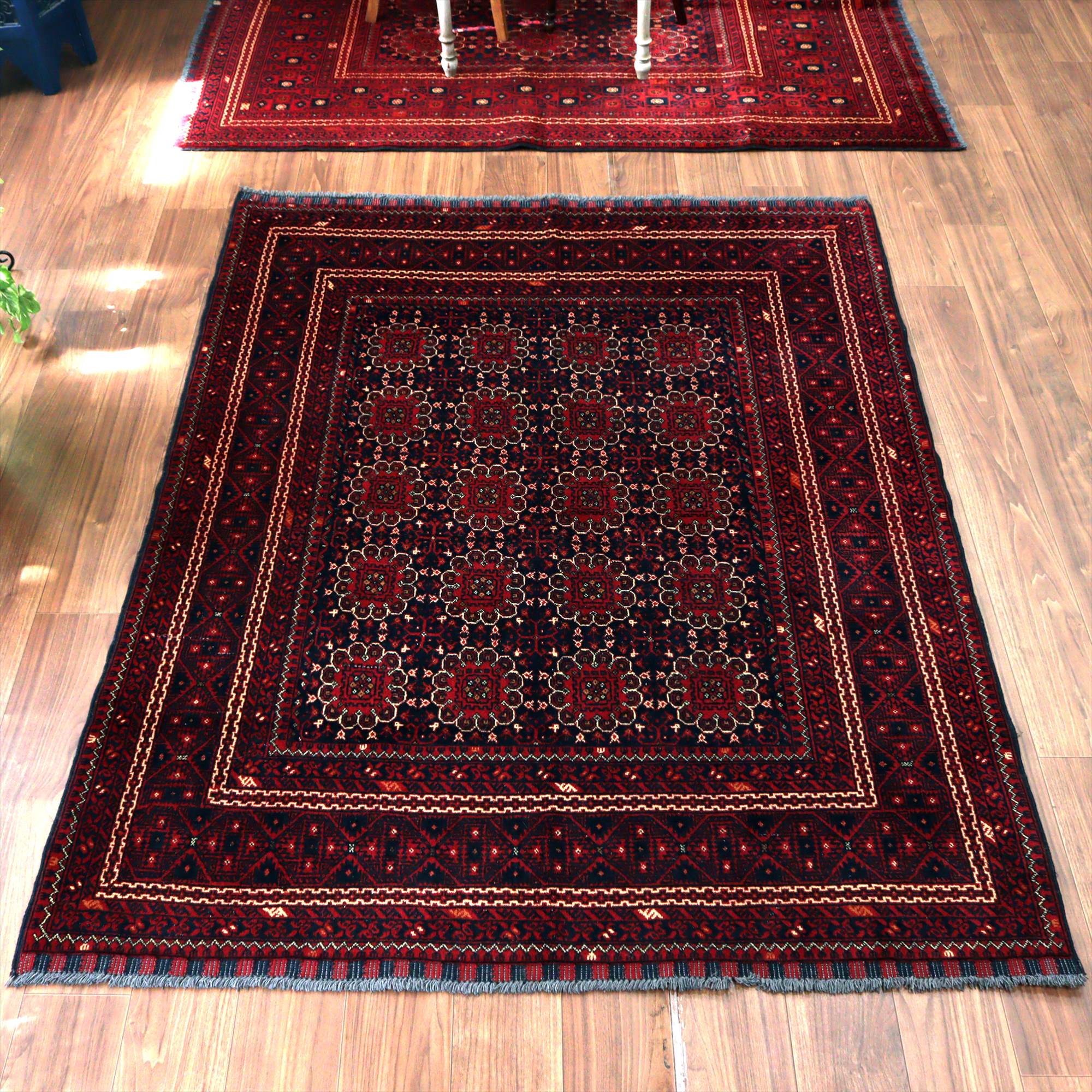 アフガニスタン産 手織り絨毯195×150cm クンドゥズ Kunduz　ビロードのようなツヤのある緻密な織り