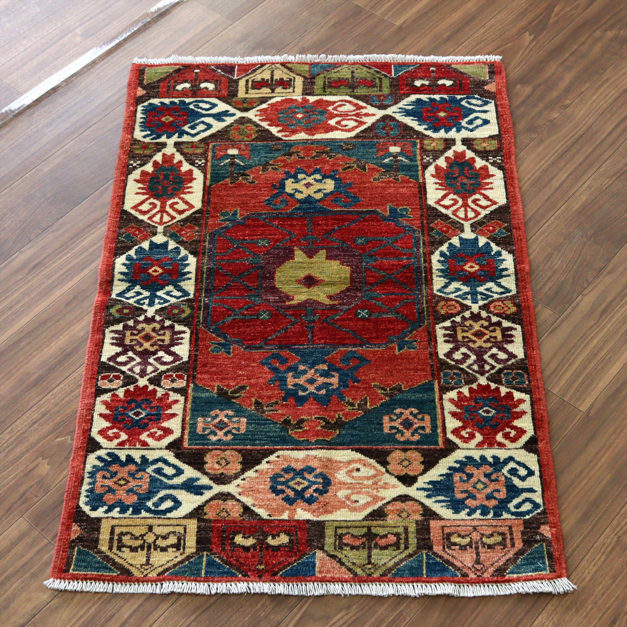 【15%OFF】トルコの手織り絨毯 花形のメダリオン125×83cm 手織りラグ チェイレキサイズ