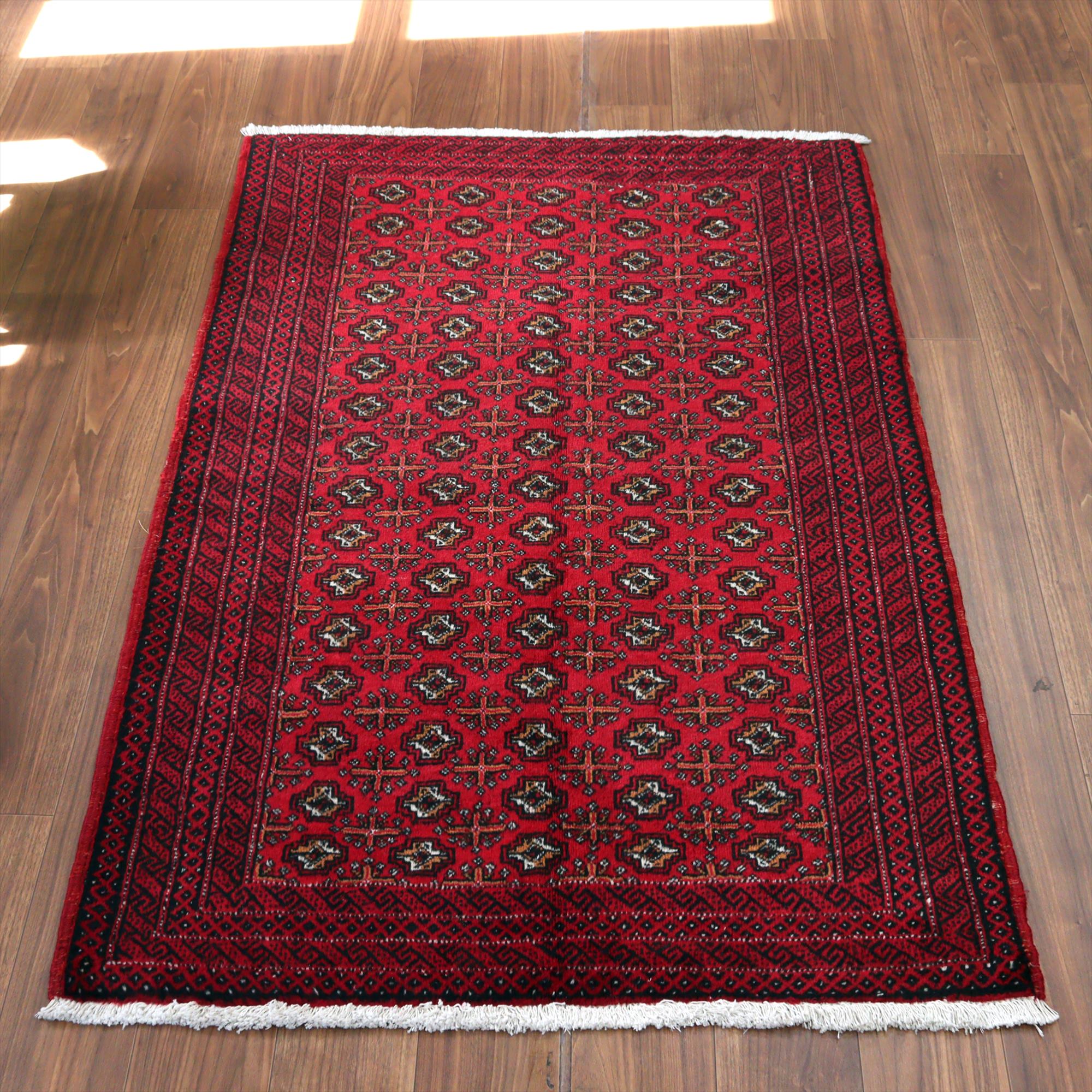 バルーチ族の絨毯 手織りラグ169×109cm 連続する幾何学模様 トライバルラグ