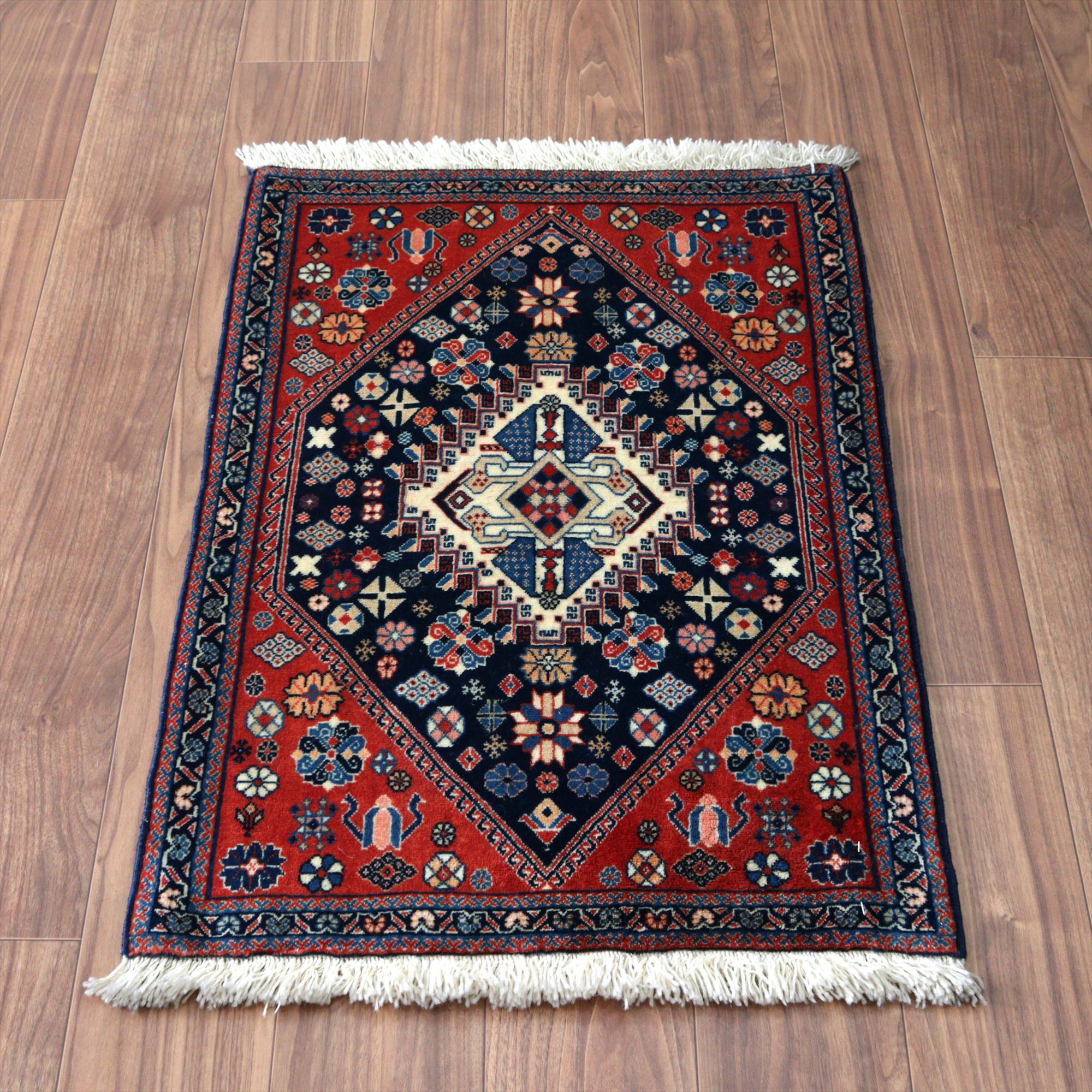 イランの手織りラグ 草木染91×62cm 六角メダリオン カシュクーリ