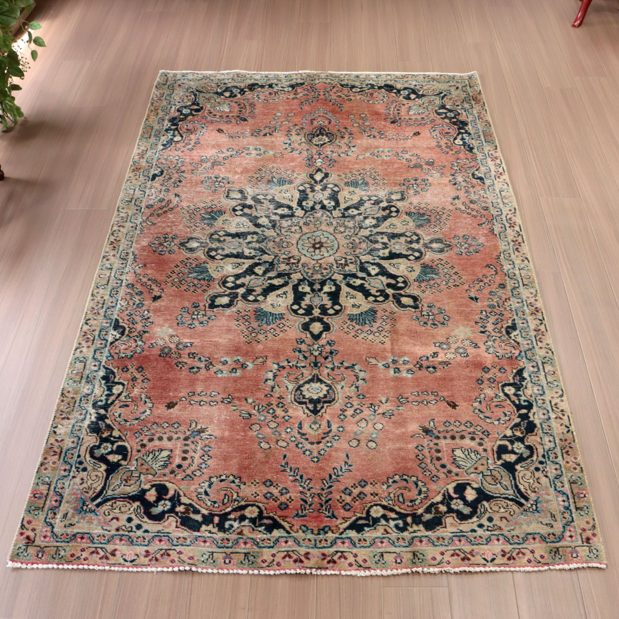 オールドラグ ヴィンテージウォッシュ 234×140cm サブゼヴァール　イラン　手織り絨毯