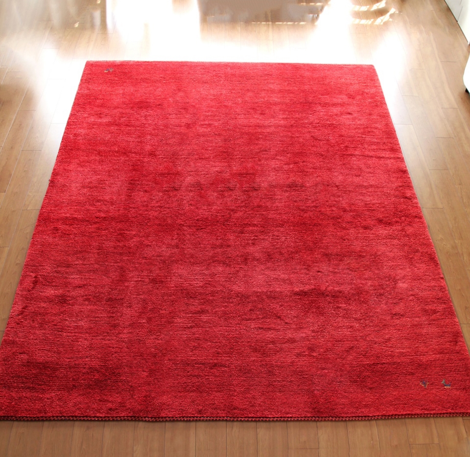ギャッベ バナフシェ316×247cm レッド シンプルな明るい赤　特大サイズ
