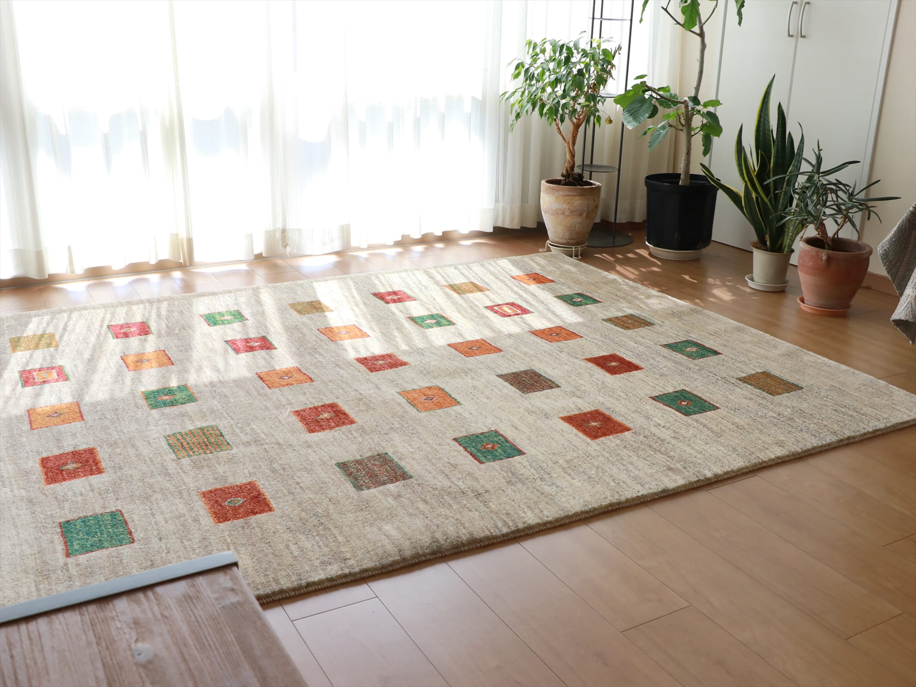 美品　手織りペルシャ絨毯 160×100cm ダスティローズ