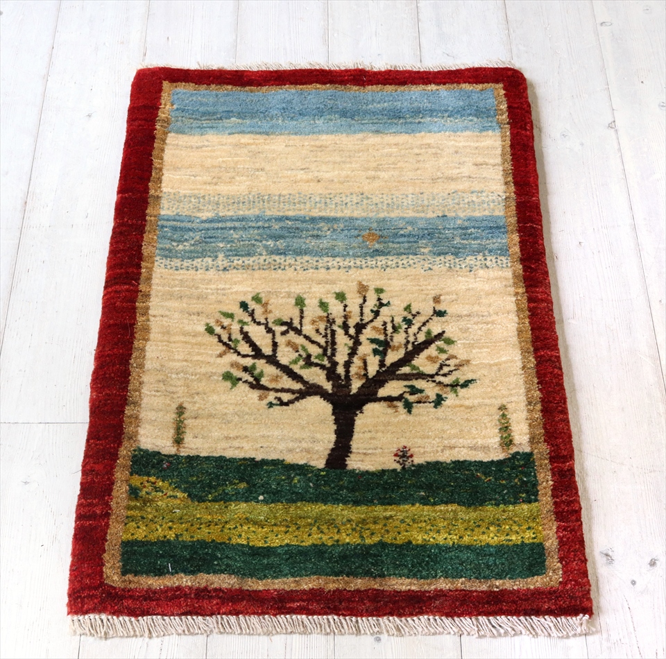ギャッベ リズバフト 緻密な織り70×47cm 風景画　生命の樹