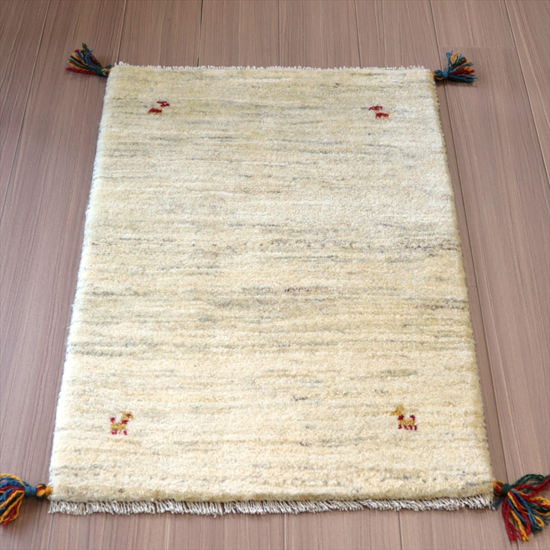 ギャッベ カシュカイ族の手織りラグ89×60cm シンプルモチーフ
