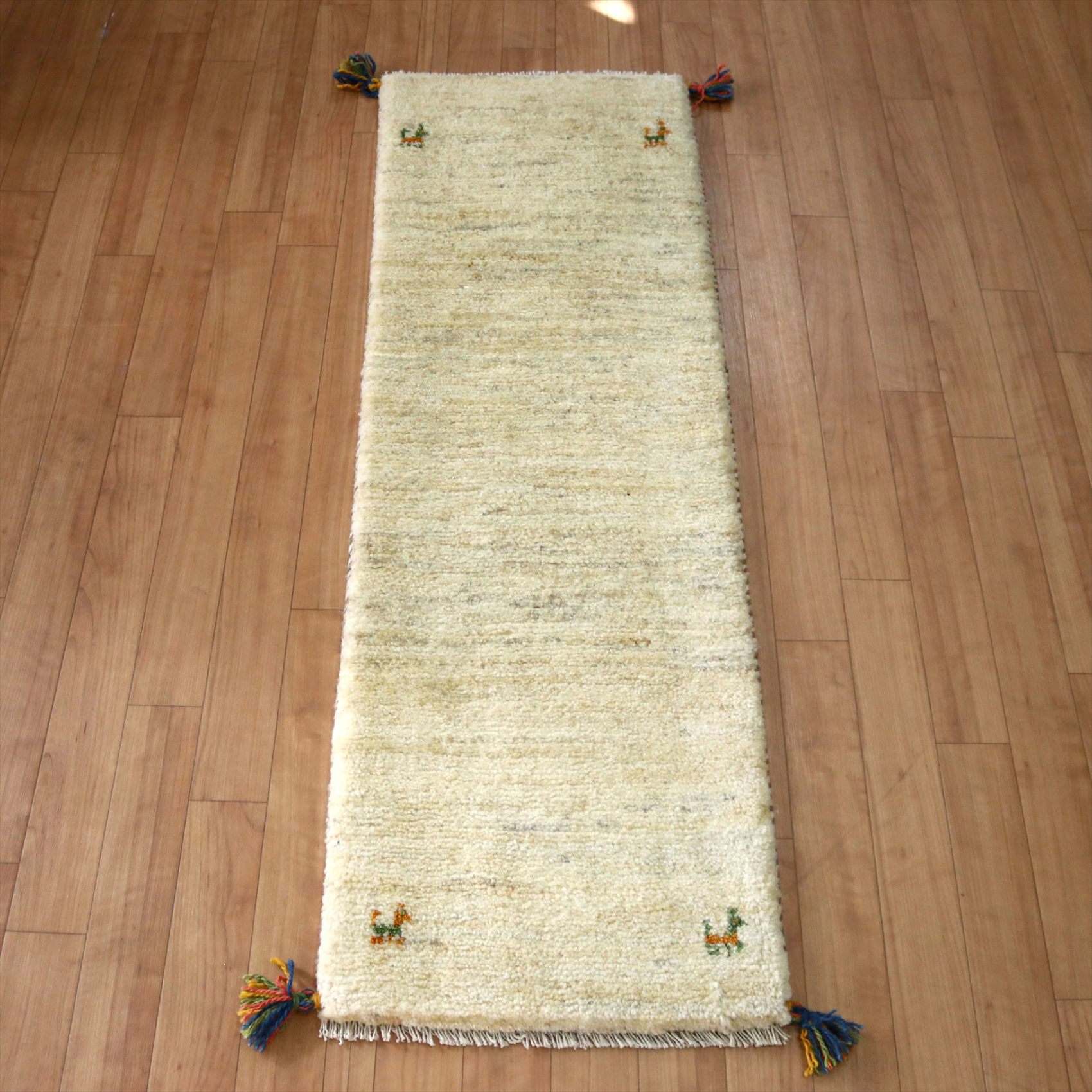 細長ランナー ギャッベ128×42cm カシュカイ族の手織りラグ アイボリー