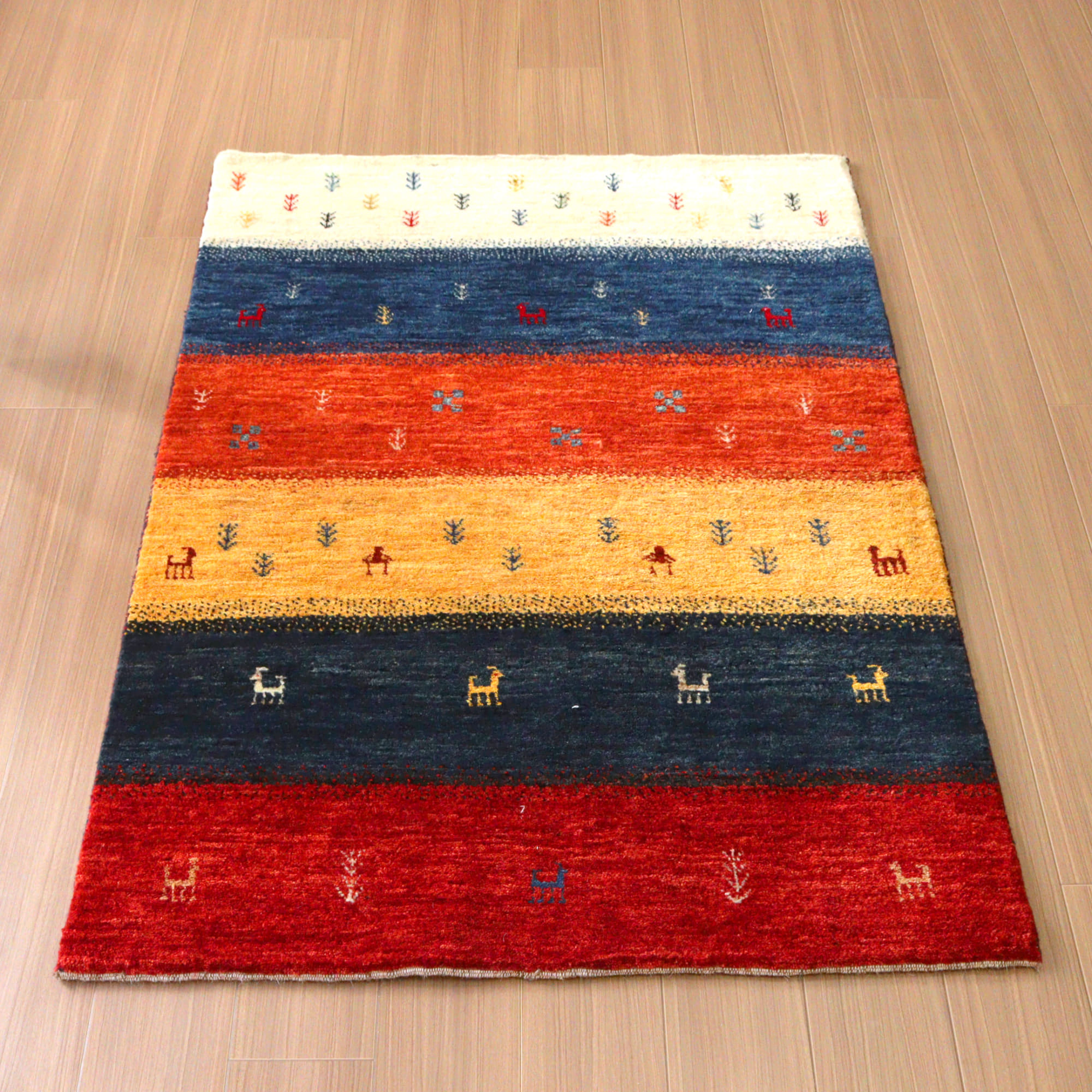 ギャッベ リズバフト　細かな織り151×105cm ６色のレインボーカラー