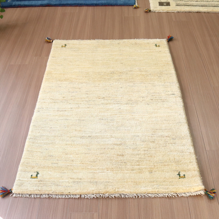 ギャベ ギャッベ イラン産手織り 152x102cm ナチュラルアイボリー