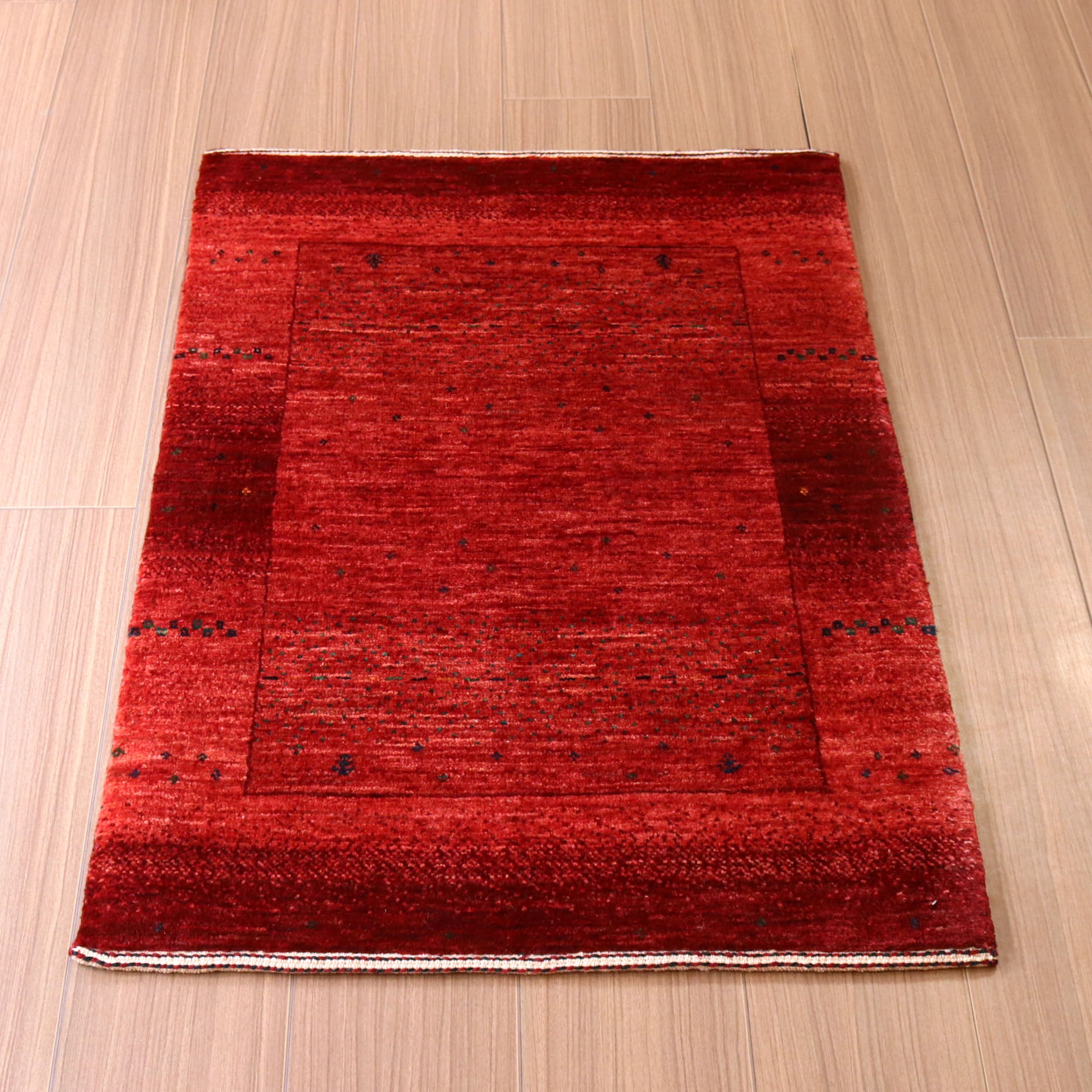 ギャッベ　最上級の織り　ロリアタシュ　93×61cm レッド　玄関マットサイズ