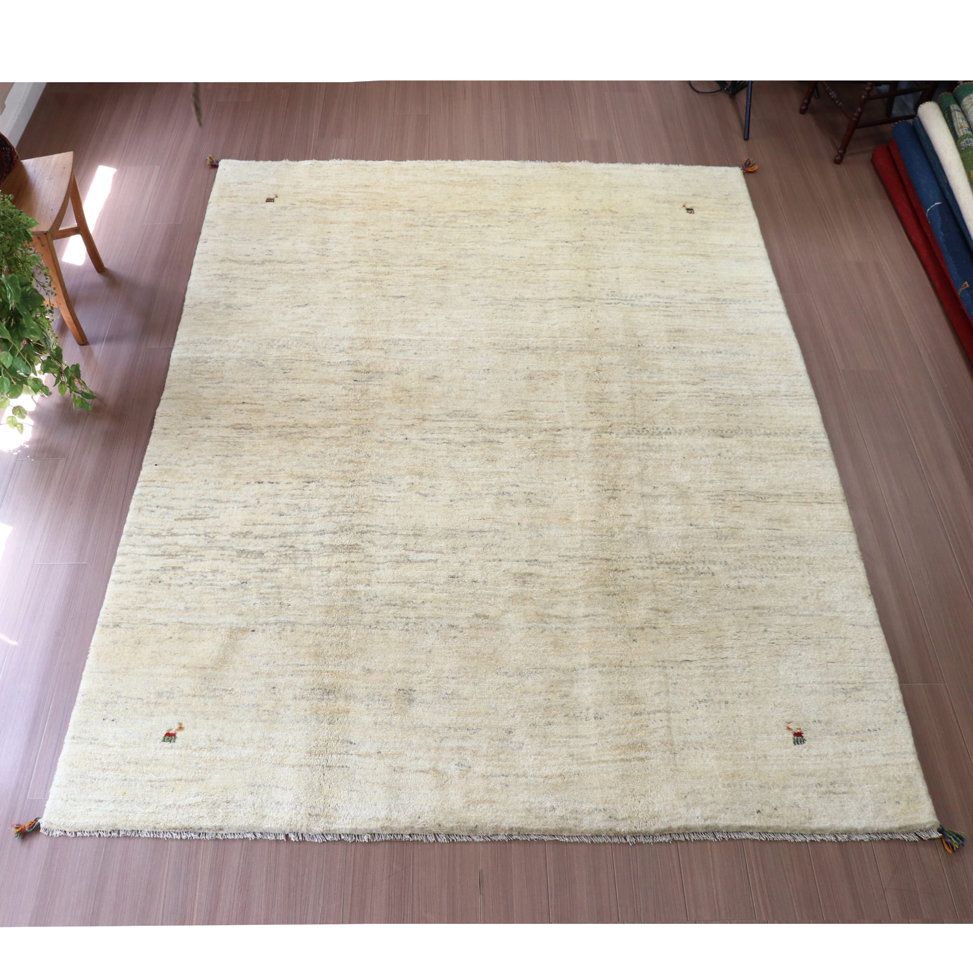 【15%OFF】ギャッベ イラン産 手織り 280x210cm 無地　ナチュラル　シンプル