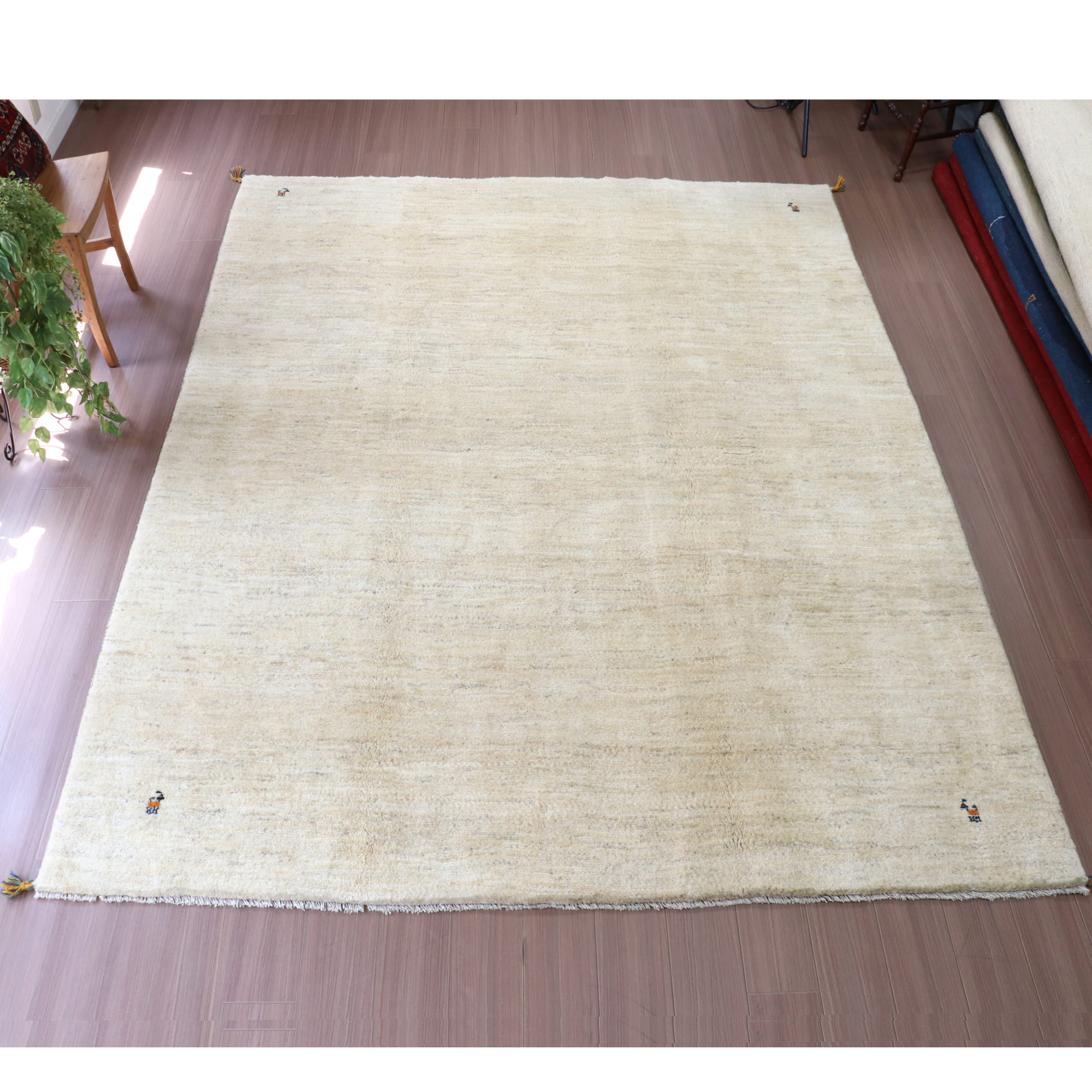 【15%OFF】ギャッベ イラン産 手織り 280x228cm 無地　ナチュラル　シンプル　特大サイズ