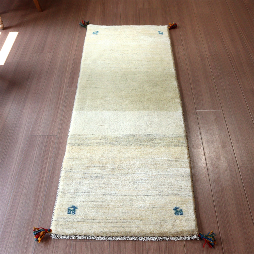 【15%OFF】ギャッベ イラン産 手織り 177x62cm シンプルデザイン ランナーサイズ