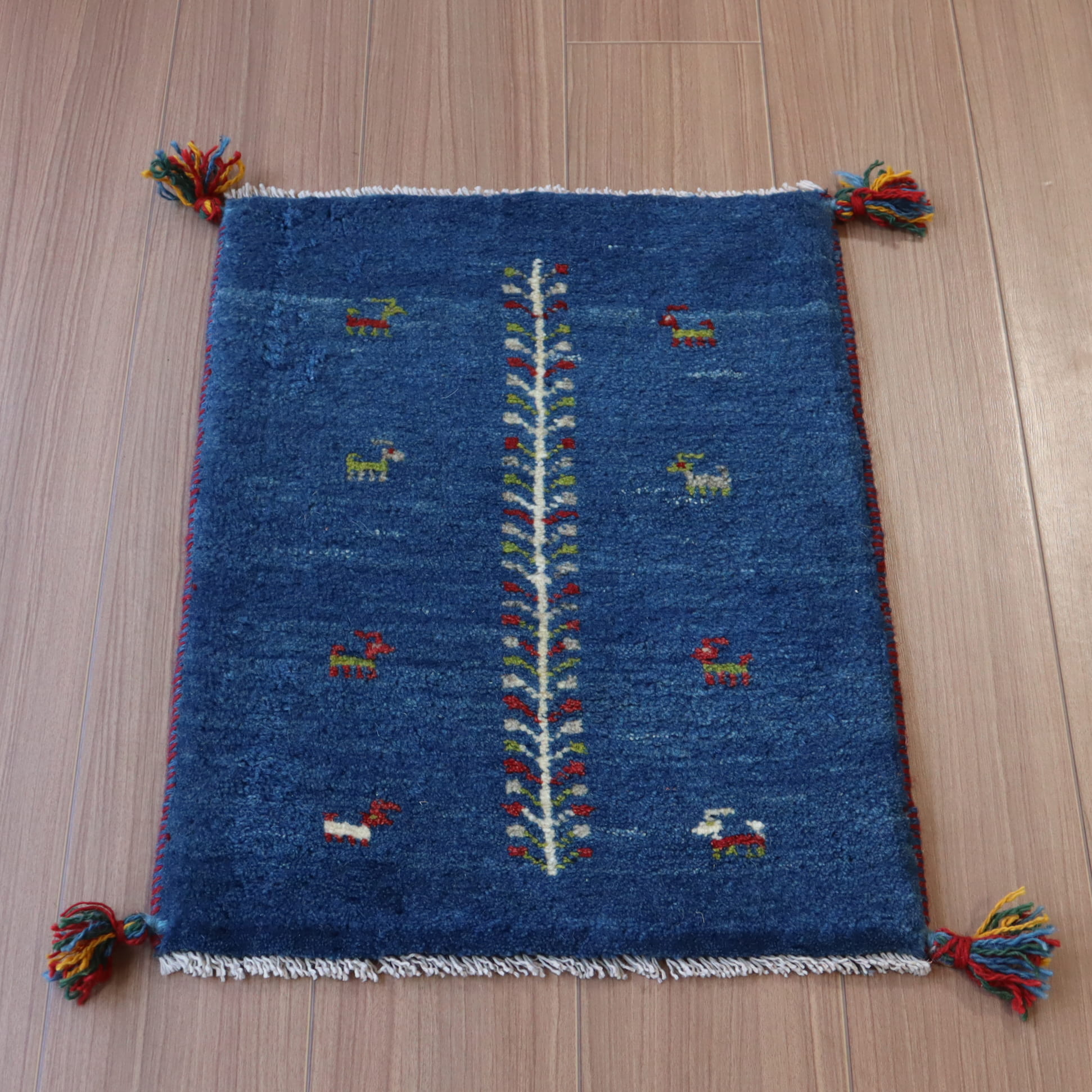 ギャッベ イランの手織りラグ GABBEH 61x45cm ブルー