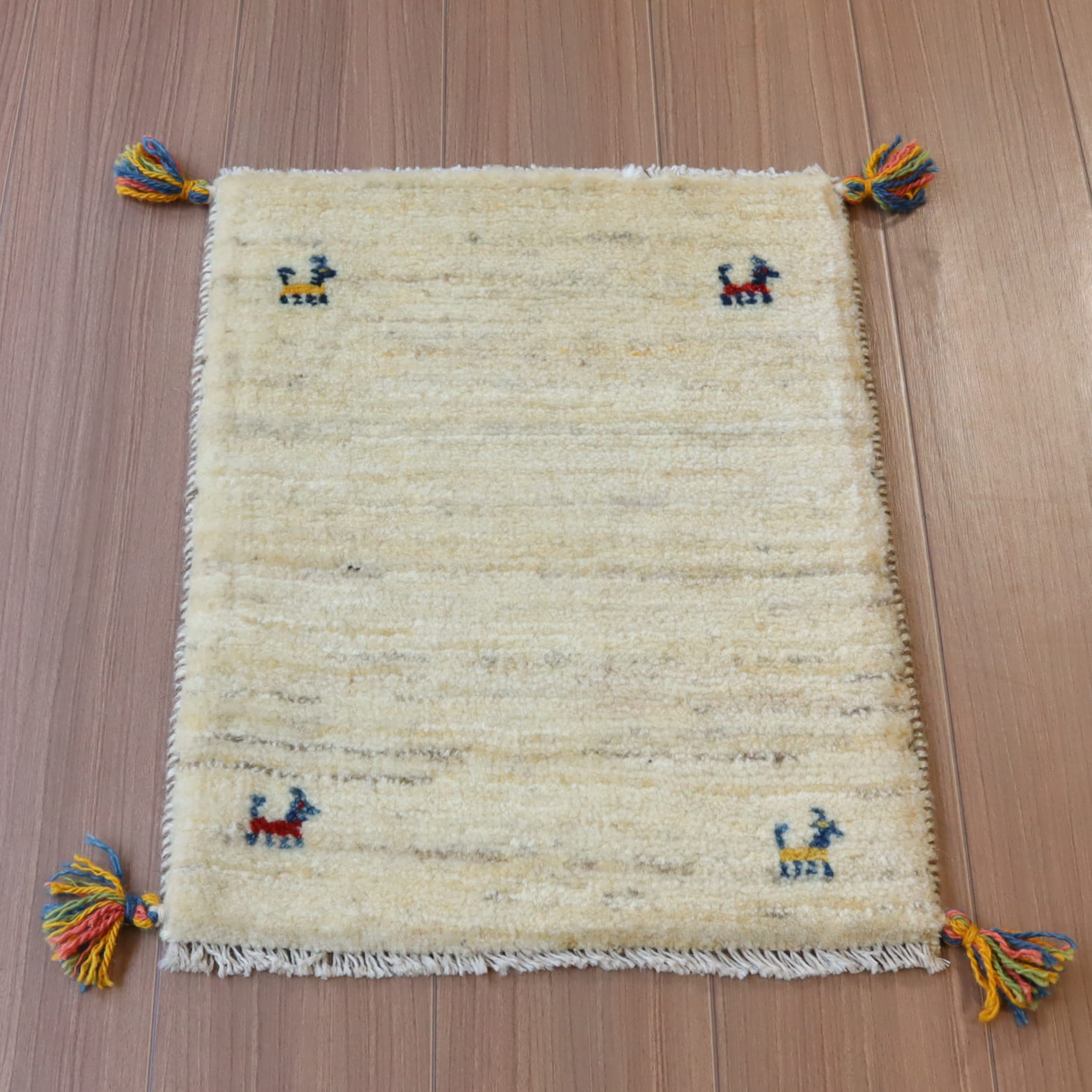 ギャッベ イランの手織りラグ GABBEH 59x43cm ナチュラルアイボリー