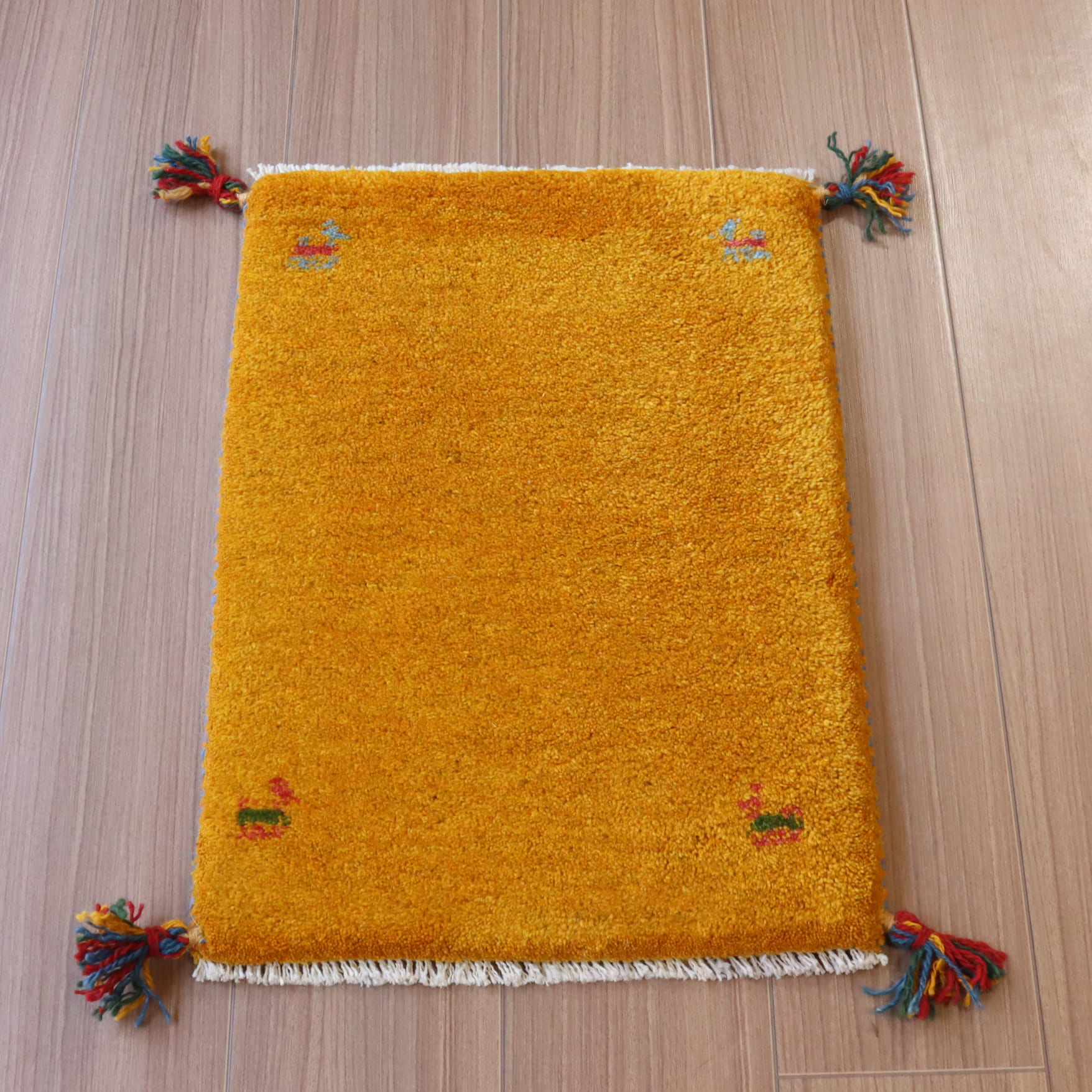 ギャッベ イランの手織りラグ GABBEH 57x42cm イエロー