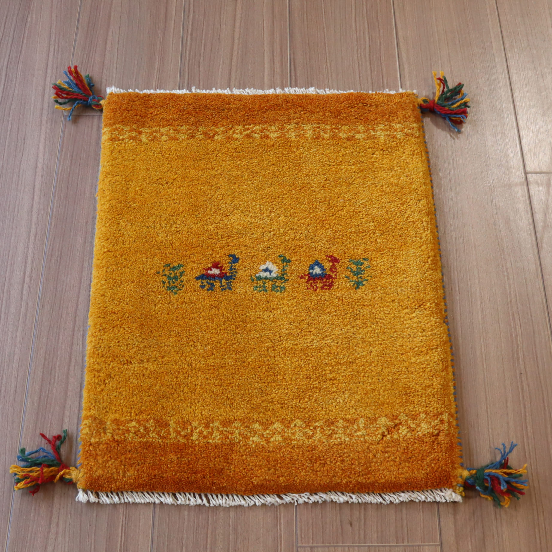 ギャッベ イランの手織りラグ GABBEH 58x42cm イエロー
