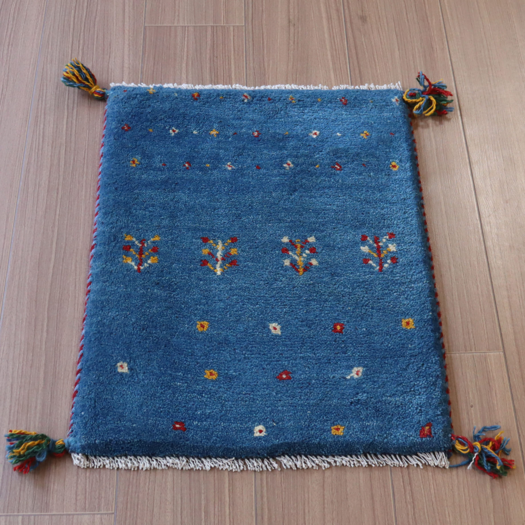 ギャッベ イランの手織りラグ GABBEH 59x43cm ブルー