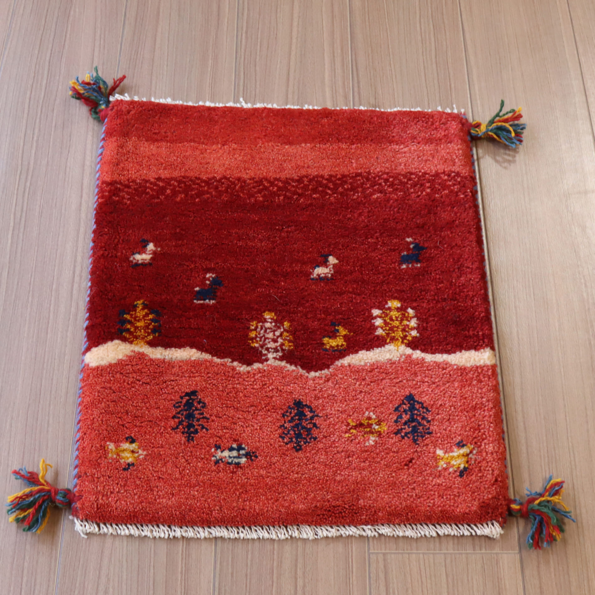 ギャッベ イランの手織りラグ GABBEH 57x45cm レッド