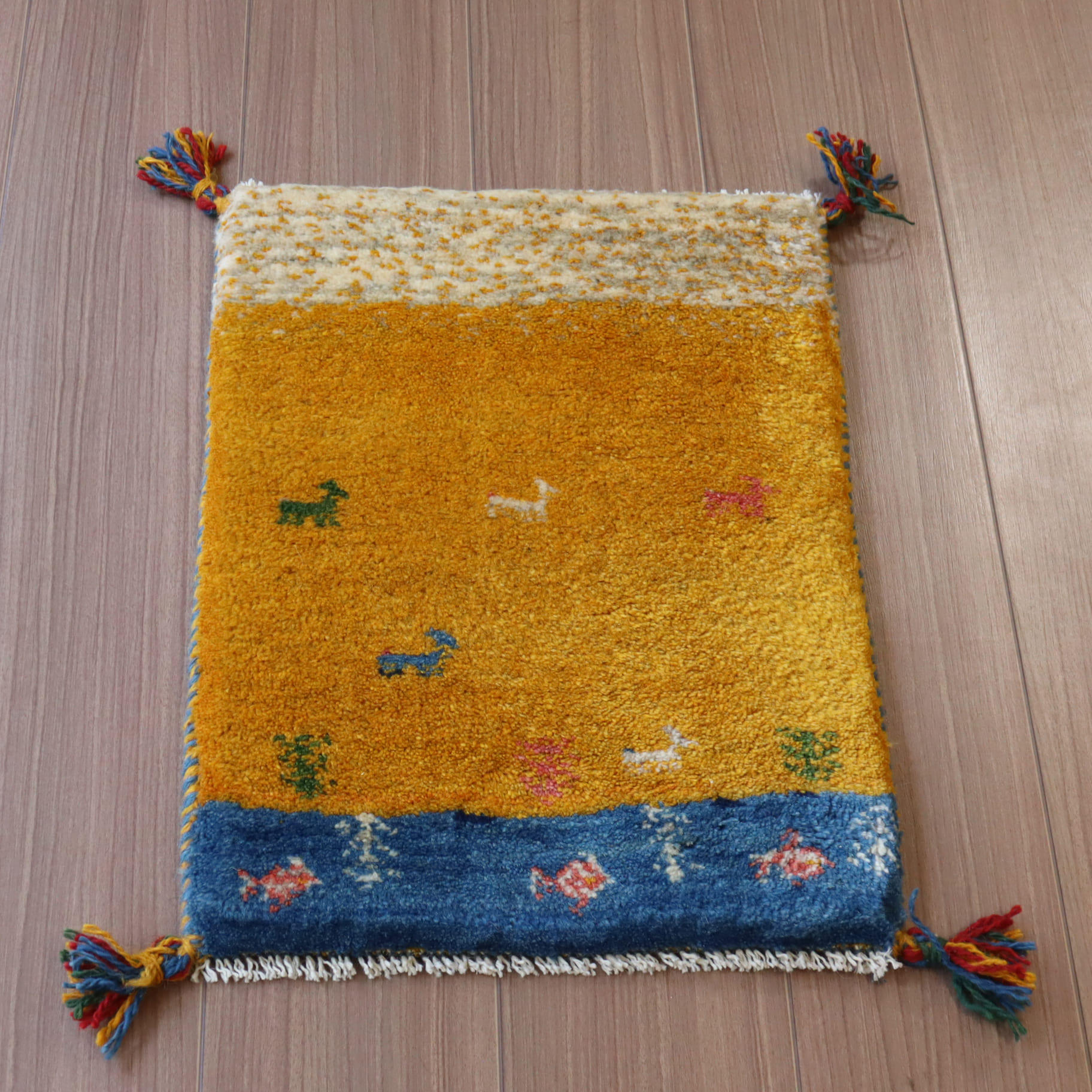 ギャッベ イランの手織りラグ GABBEH 55x39cm イエロー