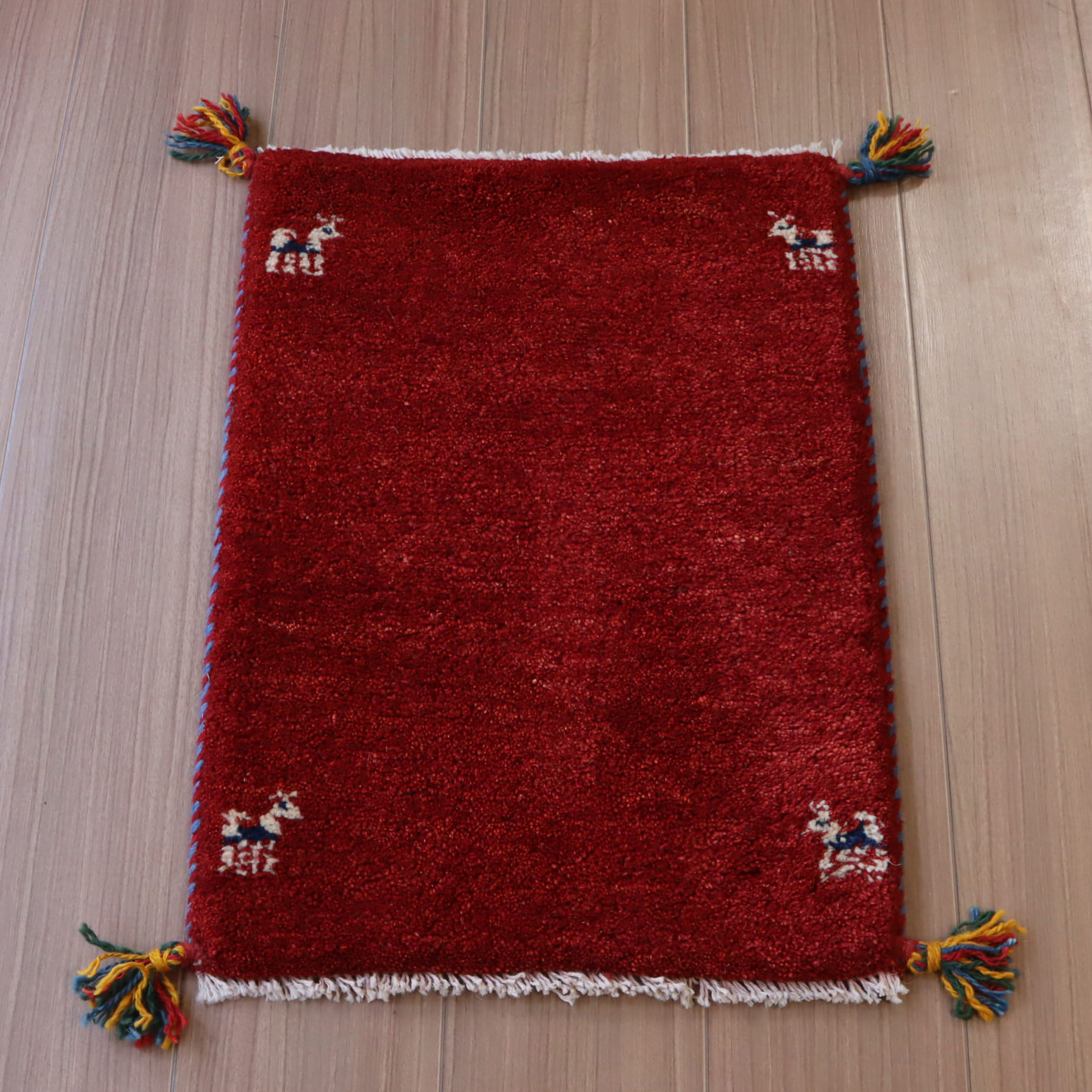 ギャッベ イランの手織りラグ GABBEH 60x43cm レッド
