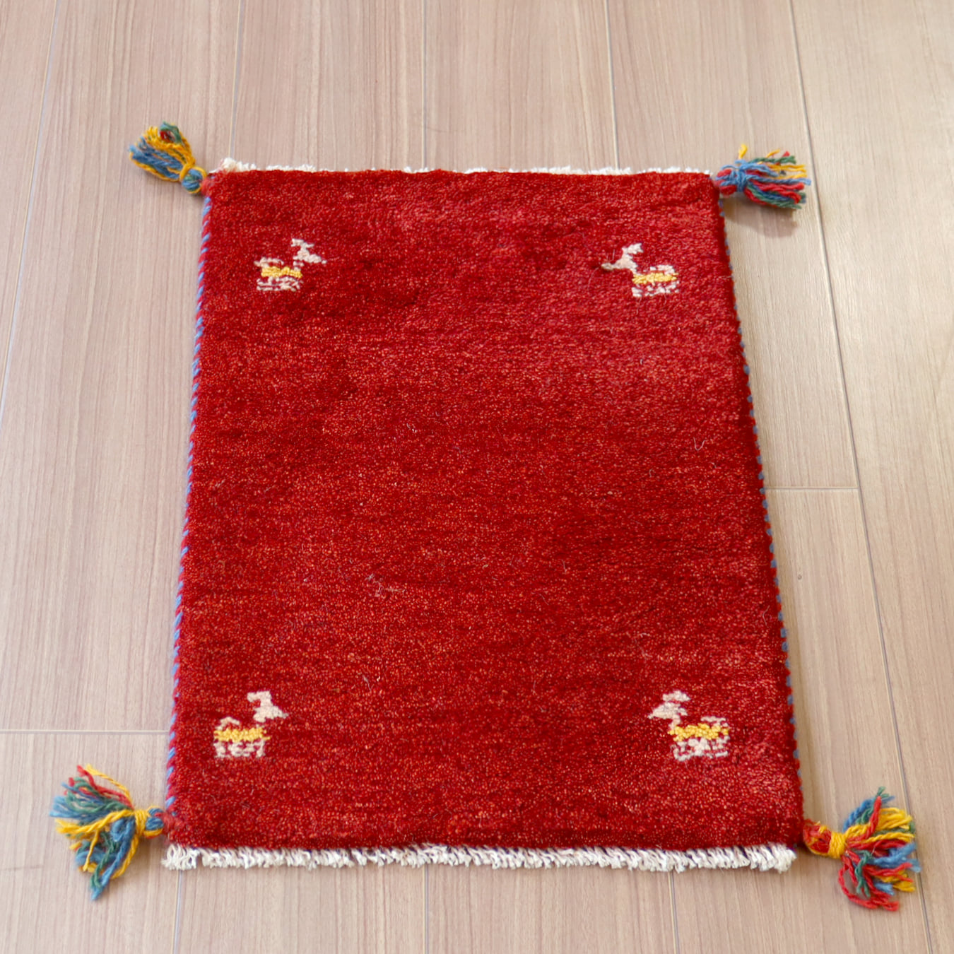 【15%OFF】ギャッベ ミニギャベ イラン　 58x41cm レッド　シンプル　無地