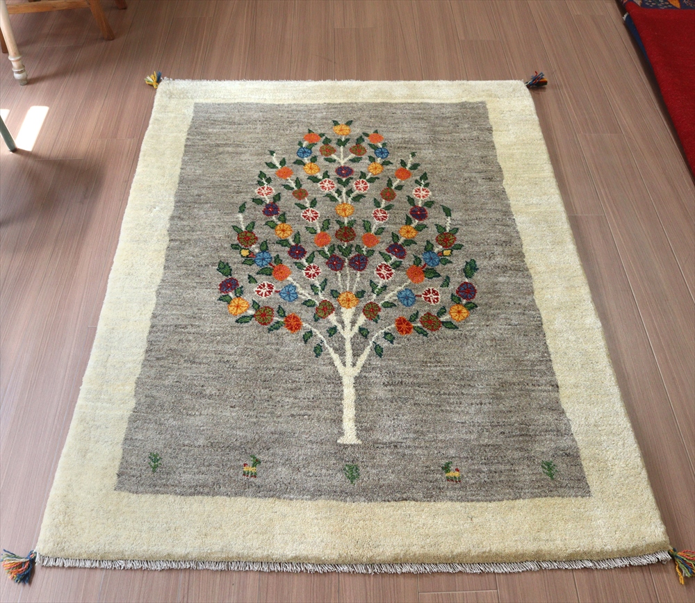 【15%OFF】ギャッベ イラン産 手織り 175x125cm 色とりどりの花