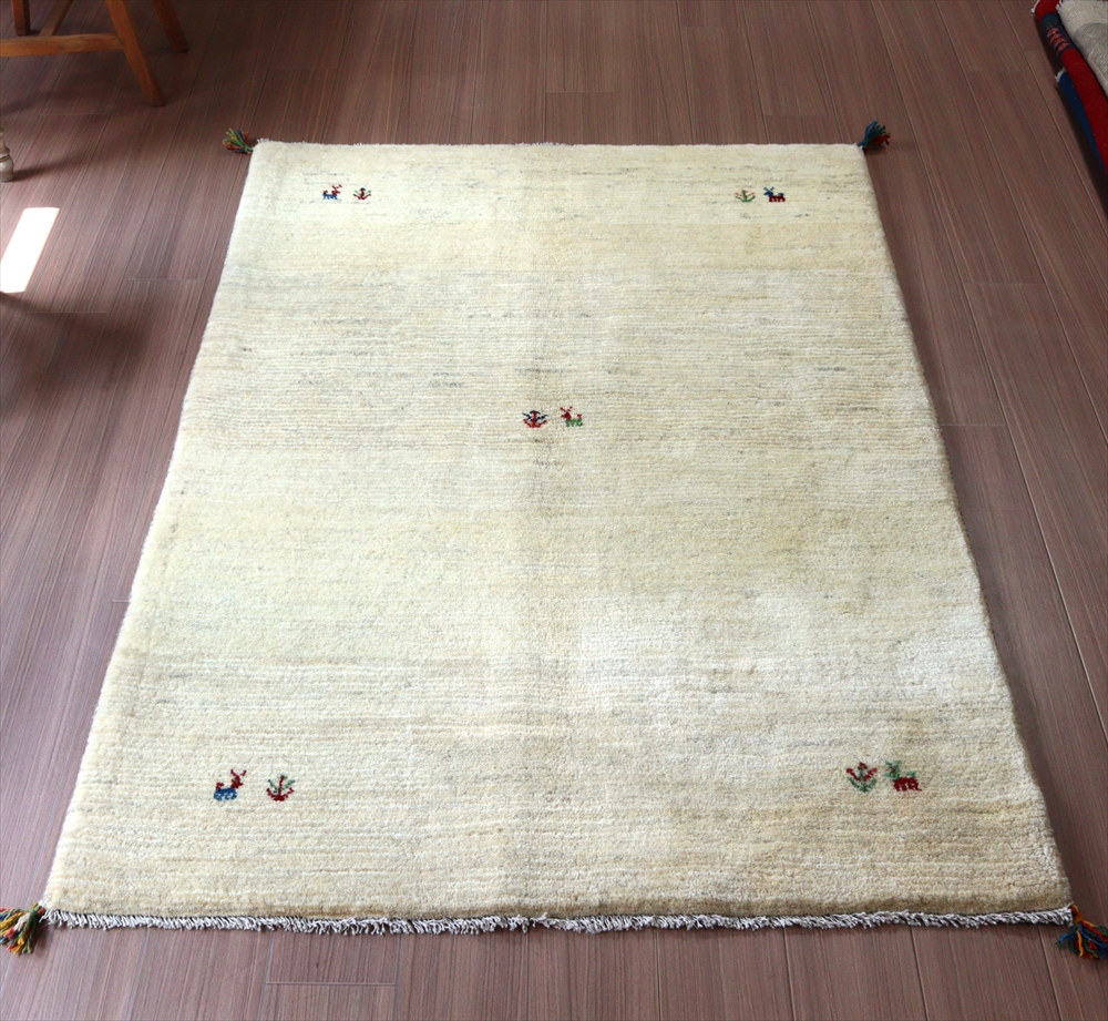 【15%OFF】ギャッベ イラン産 手織り 178x125cm シンプルモチーフ